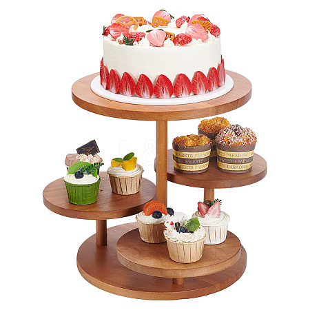 4-Tier Wooden Round Tiered Display Riser Stands for Jewelry ODIS-WH0086-168-1