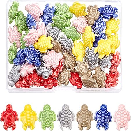 SUPERFINDINGS 56Pcs 7 Colors Handmade Porcelain Ceramic Beads PORC-FH0001-04-1