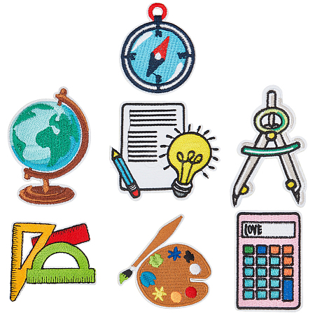 14Pcs 7 Styles Back to School Polyester Clothing Patches PATC-CY0001-54B-1