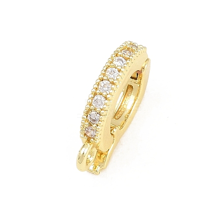 Brass Micro Pave Clear Cubic Zirconia Fold Over Clasps KK-H268-08G-1