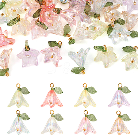 32PCS 8 Colors Transparent Acrylic Pendants PALLOY-TA0002-44-1