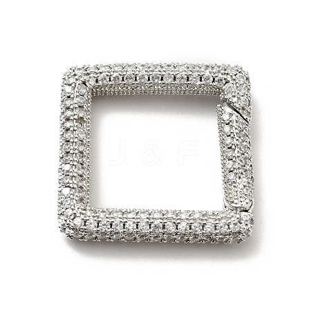 Brass Micro Pave Clear Cubic Zirconia Spring Gate Rings KK-G414-04P-1