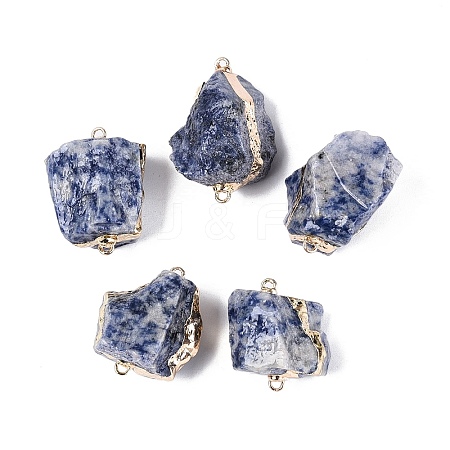 Raw Rough Natural Blue Spot Jasper Nuggets Connector Charms G-Q606-08E-1