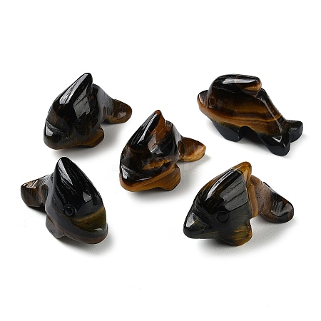 Natural Tiger Eye Carved Healing Dolphin Figurines G-B062-01A-1