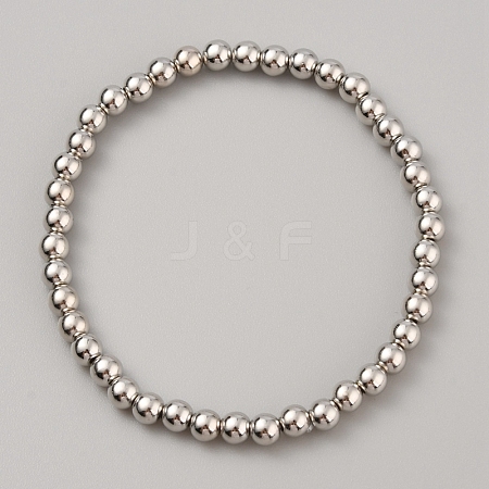 CCB Plastic Round Beaded Strech Bracelet BJEW-WH0023-03B-P-1