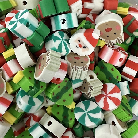 Christmas Themed Handmade Polymer Clay Beads XMAS-PW0001-200T-1