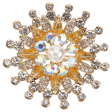 Flower Alloy Rhinestone Brooches for Backpack Clothes JEWB-WH20011-02A-1