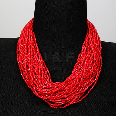 Plastic Beaded Multi-strand Necklaces LS-ZG0249-3-1