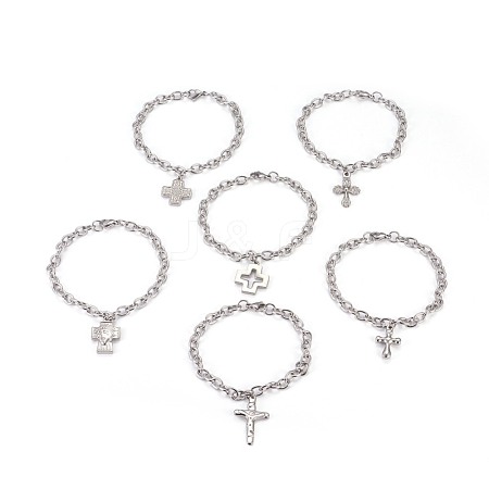 304 Stainless Steel Charm Bracelets BJEW-O169-04-1