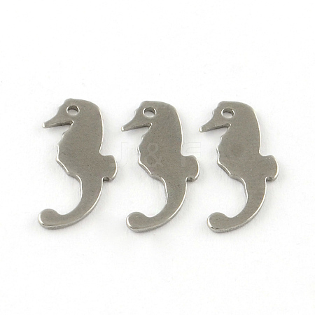Tarnish Resistant SeaHorse Smooth Surface 201 Stainless Steel Mirror Polished Finish Stamping Blank Tag Pendants STAS-R063-77-1
