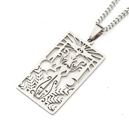 Non-Tarnish 304 Stainless Steel Pendant Necklaces NJEW-L118-02P-05-1