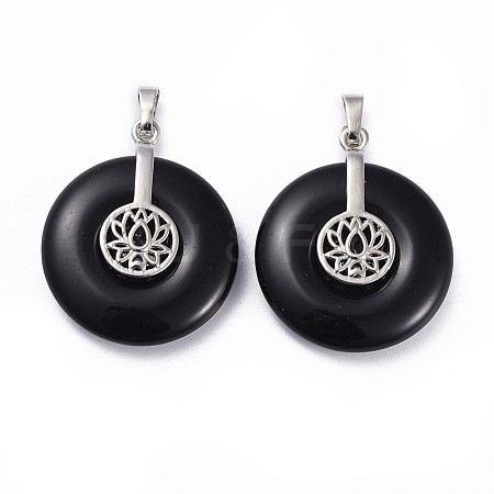 Natural Obsidian Pendants G-F640-B04-1