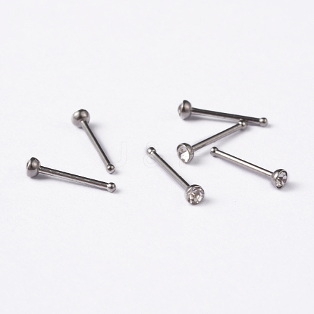 304 Stainless Steel Rhinestone Nose Studs AJEW-L056-05A-1