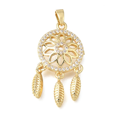 Brass Micro Pave Clear Cubic Zirconia Pendants KK-C263-26B-G-1