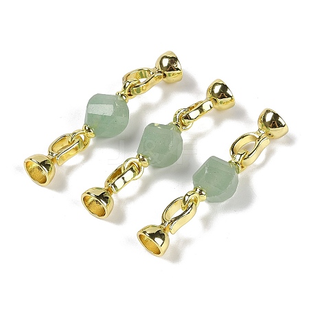 Natural Green Aventurine with Brass Fold Over Clasps G-G141-02G-06-1