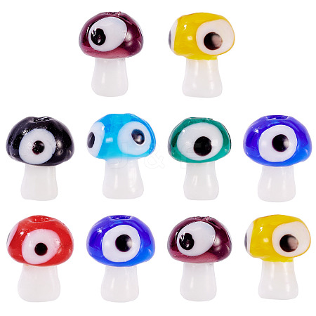 10Pcs Handmade Evil Eye Lampwork Beads LAMP-TA0001-95B-1