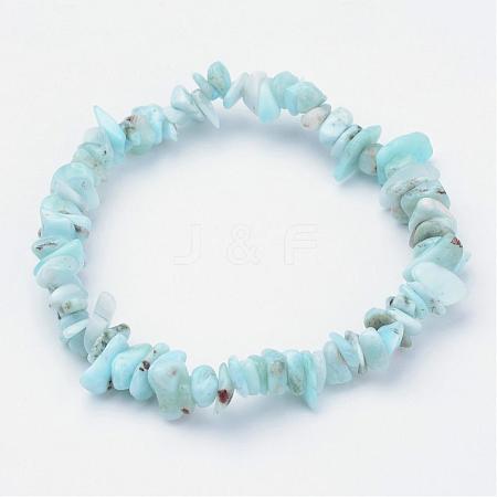 Natural Larimar Beaded Stretch Bracelets BJEW-JB02680-01-1