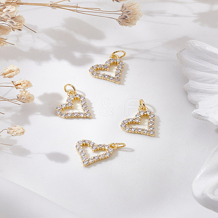 4Pcs Rack Plating Brass Micro Pave Clear Cubic Zirconia Pendants KK-LP0001-91-1