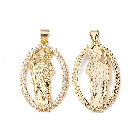 Rack Plating Brass Micro Pave Cubic Zirconia Pendants KK-F848-03G-1