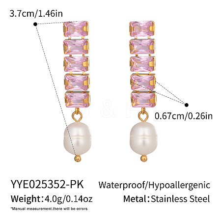 304 Stainless Steel Rectangle Tassel Stud Earrings LS-HE5353-3-1