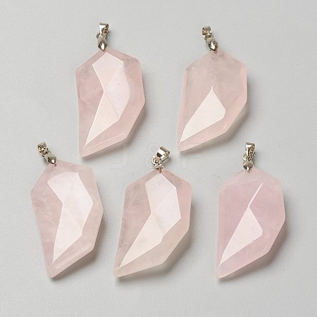 Natural Rose Quartz Pendants G-P445-D09-1