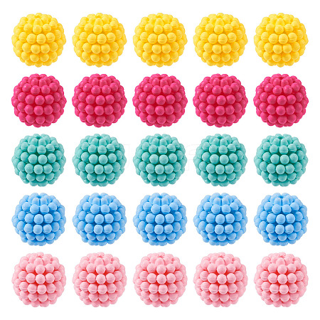 50Pcs 5 Colors Rubberized Style Acrylic Beads SACR-TA0001-32-1