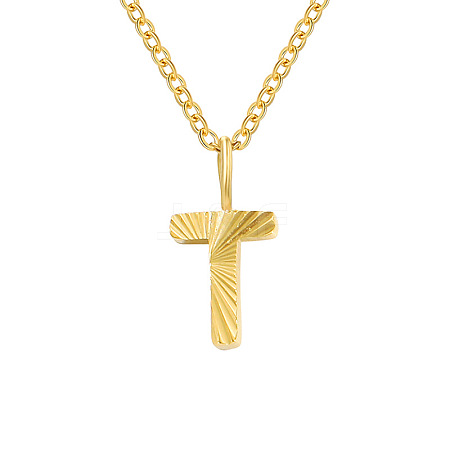 Personalized Stainless Steel Textured Alphabet Initial Pendant Necklaces for Women Men RF0956-20-1