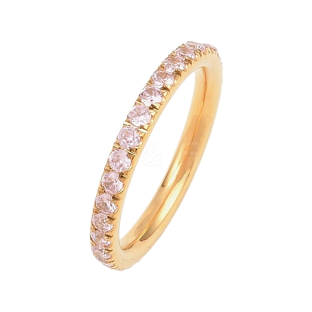 304 Stainless Steel Micro Pave Cubic Zirconia Finger Rings for Women RJEW-F214-01G-02-1