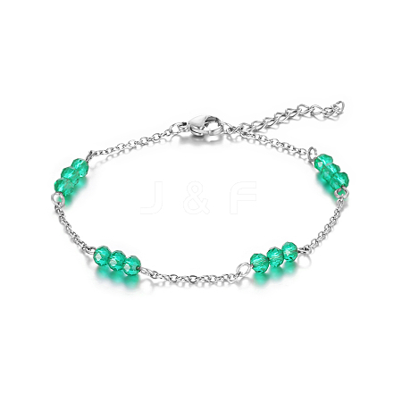 Adjustable 304 Stainless Steel with Glass Beaded Bracelet for Women ZT6670-2-1