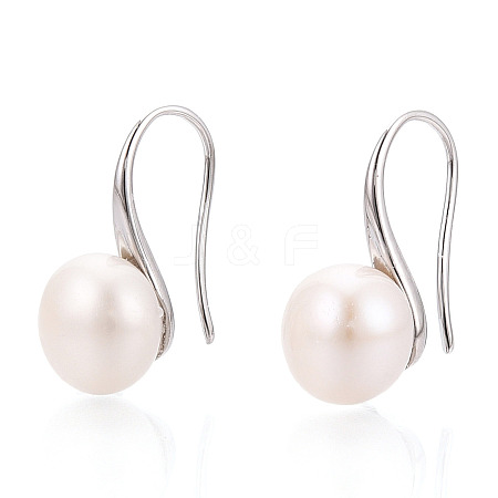 Brass Natural Pearl Dangle Earrings PEAR-N020-08C-1