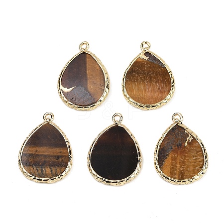 Natural Tiger Eye Pendants G-K347-08G-01-1