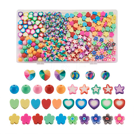 Craftdady 240Pcs 8 Styles Handmade Polymer Clay Beads CLAY-CD0001-07-1