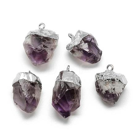 Plated Natural Amethyst Pendants G-R418-41-1