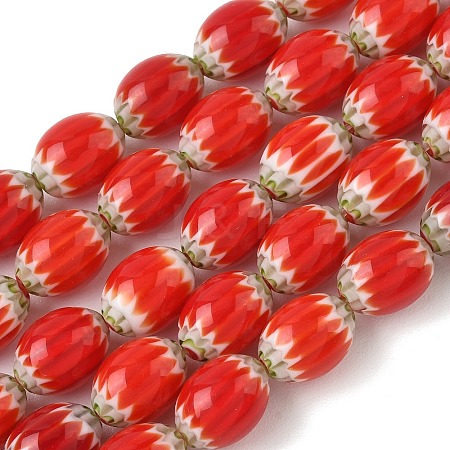 Handmade Millefiori Glass Oval Bead Strands LK-Z001-01A-01-1