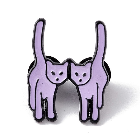 Cat Initial Letter Enamel Pin JEWB-A005-27-H-1