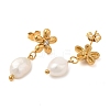 Vacuum Plating 304 Stainless Steel Flower Dangle Stud Earings with Rhinestone EJEW-M224-02G-2