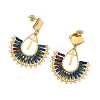 304 Stainless Steel with Glass Seed Beads Hoop Dangle Earrings EJEW-MZ00824-01-3
