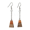 Two Tone Resin & Wood Trapezoid Dangle Earrings EJEW-JE05569-2