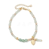 304 Stainless Steel Leaf Charm Bracelets BJEW-JB12939-02-1