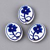 Hand Painted Tulip Flower Oval Porcelain Beads PORC-N012-11H-1