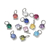304 Stainless Steel Pave Cubic Zirconia Pendants CU-CBABCF3-04P-1