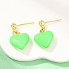 Valentine's Day Heart Brass Enamel Dangle Stud Earrings EJEW-Z164-19G-04-2