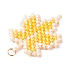 Glass Seed Beaded Maple Leaf Pendants PALLOY-MZ00889-01-4