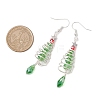 Christmas Tree with Star Brass Wired Glass Dangle Earrings EJEW-JE06126-3