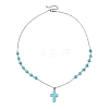 Cross Synthetic Turquoise Pendant Necklaces NJEW-JN05009-4