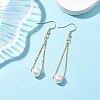 Natural Cultured Freshwater Pearl Beads with Brass Dangle Earrings X-EJEW-JE05757-2