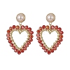 Wrapped Glass Beaded Dangle Stud Earrings EJEW-TA00205-1