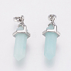 Brass Natural Amazonite Double Terminated Pointed Pendants KK-G343-11L-02P-2