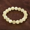 Natural Golden Silk Jade Round Beaded Stretch Bracelets for Women BJEW-F535-01D-2
