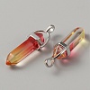 Glass Double Terminal Pointed Pendants LS-G-WH0016-41C-2